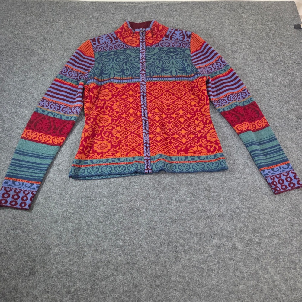 Icelandic Design Womens S Wool Blend Cardigan Sweater Full Zip Boho Nordic